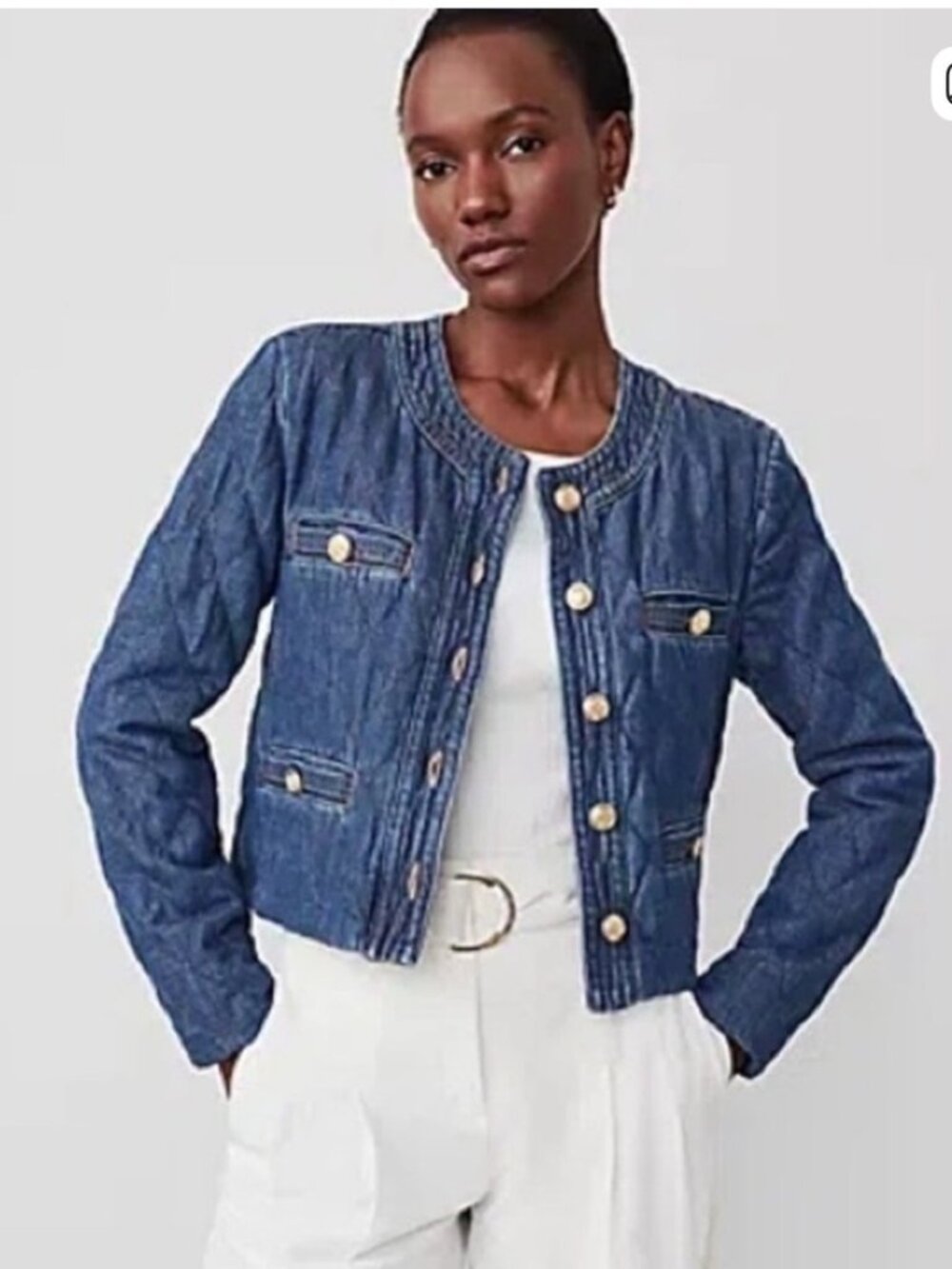 NWT Ann Taylor Quilted Denim Jacket XS